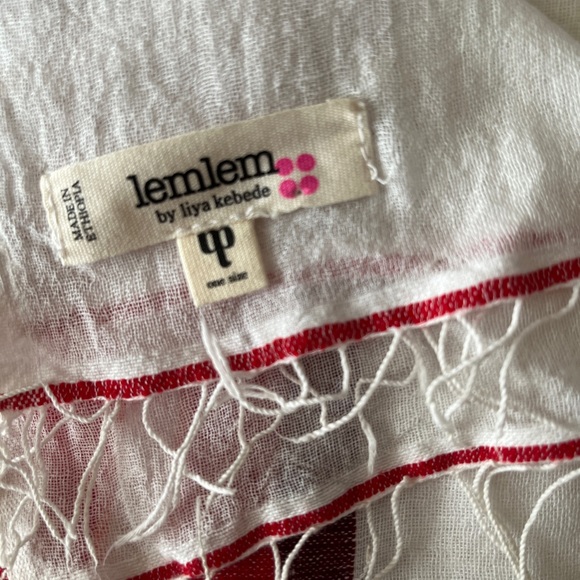 Lemlem By Liya Kebede Ethiopian Striped Cotton Gauze Scarf Stripes & Dots Shawl - Picture 5 of 6